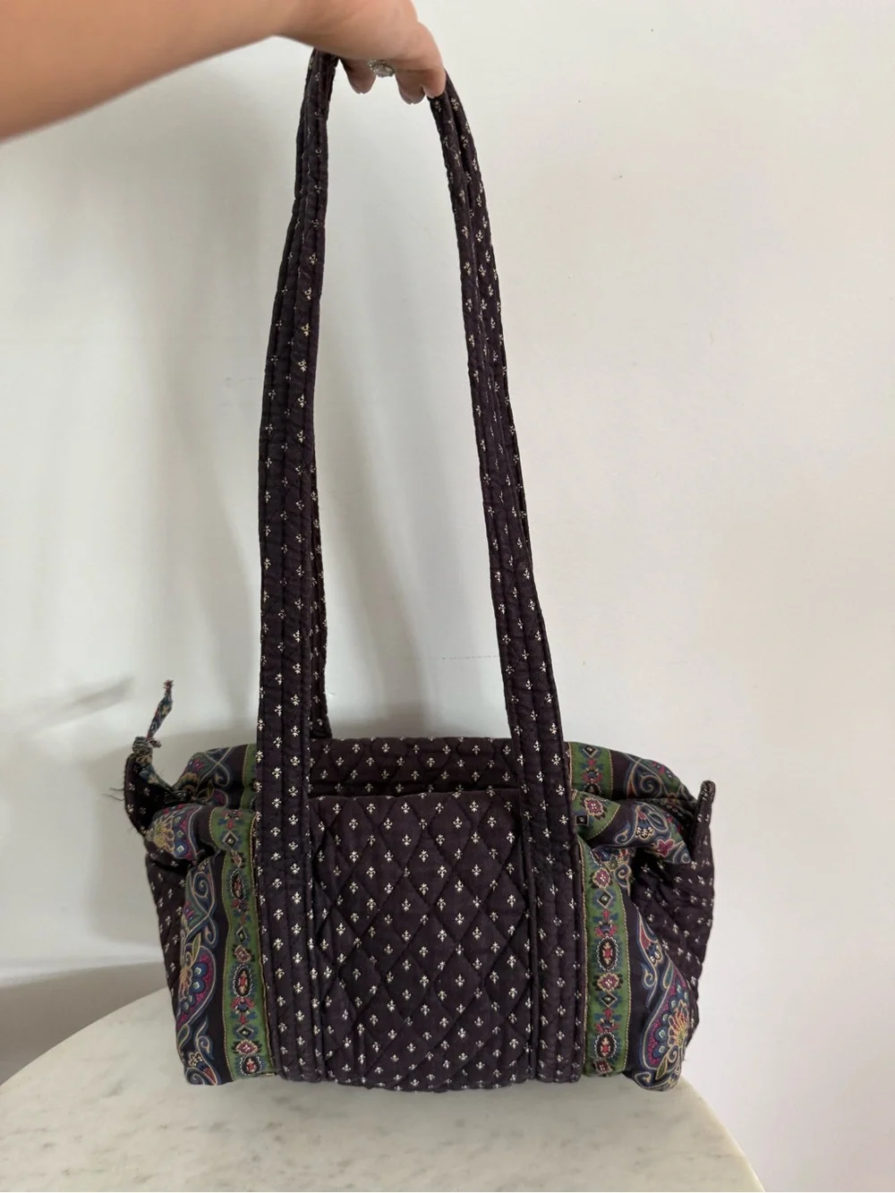 Rare VTG Vera Bradley INDIANA 1990 Black Iconic Small Duffle Purse Made USA